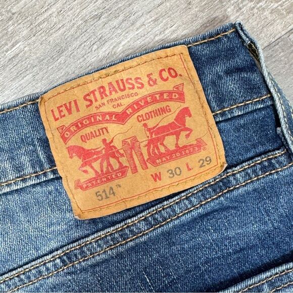 Levi’s 514 Custom Crop Straight Leg Mid Rise Jeans Blue Size 30 - Picture 9 of 13
